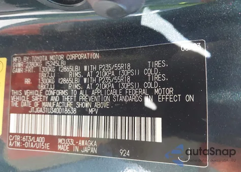 2004 Lexus Rx 330 from USA, damaged, VIN JTJGA31U340018638